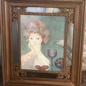 Vintage Framed Art with Ornate Wooden Frame